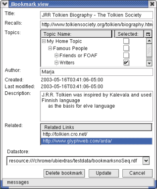 window presenting bookmark properties